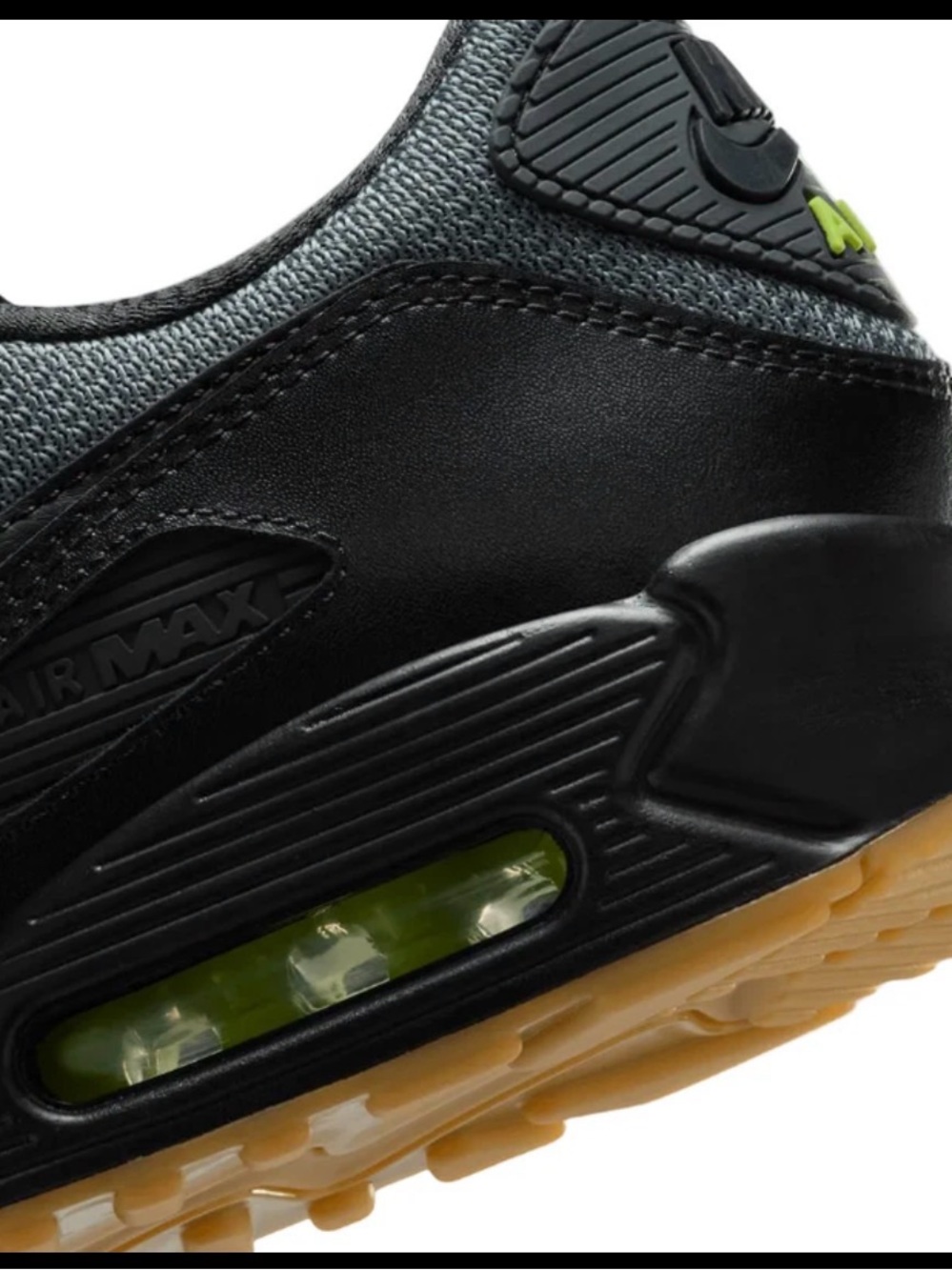 Nike Air Max Gray & Black Sneaker with Neon Green Accent - Picture 6 of 7